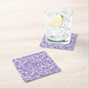 Blasslila und violett gepflastertes Patchwork-Terr Rechteckiger Pappuntersetzer