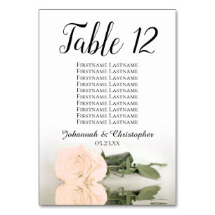 Blasspfirsichfarbene Rose Elegantes Hochzeitssorti Tischnummer