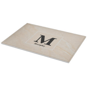 Blasspfirsichmarmor mit weißer Streifen Monogramm Schneidebrett