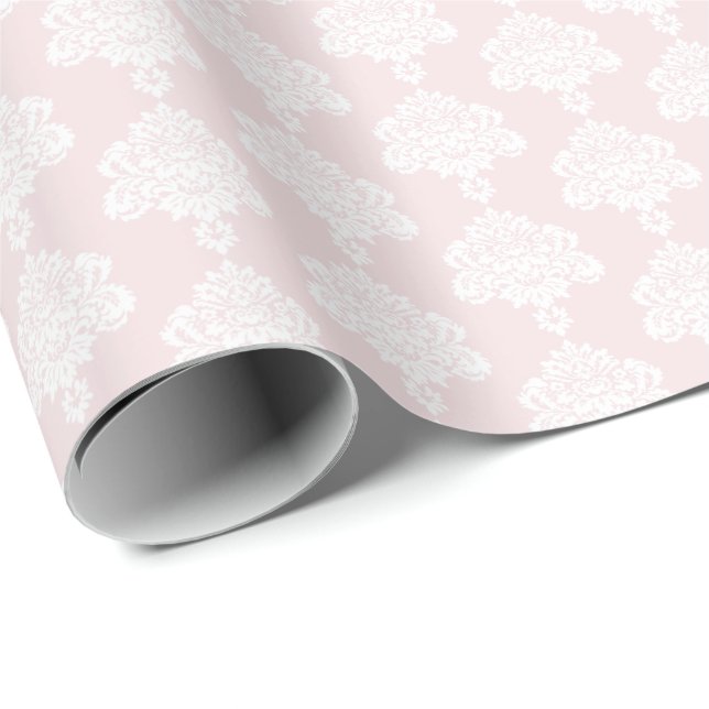 Blasspink | Weißes Damaskop-Papier Geschenkpapier (Rolleneckpunkt)
