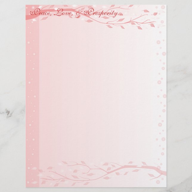 Blassrosa Blätterzweige Letterhead (Vorderseite)
