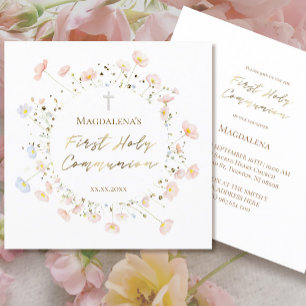 Blassrosa Blume Erste Einladung zur Heiligen Kommu