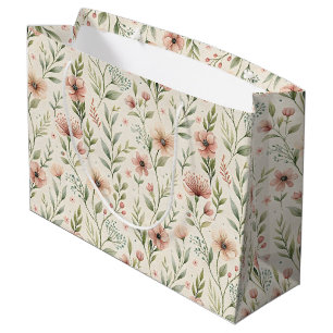 Blassrosa Blumen Sage Grün Cottagecore Design Große Geschenktüte