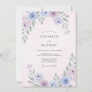 Blassrosa Fliederblüten-Hochzeit Einladung