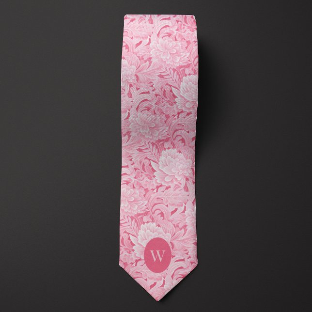 Blassrosa Floral Monogramm Krawatte (Von Creator hochgeladen)