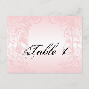 Blassrosa florale Vintage-Hochzeitstisch-Nummer Postkarte