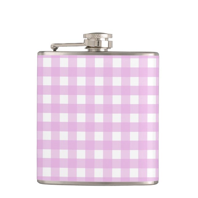 Blassrosa Gingham Flachmann (Vorderseite)