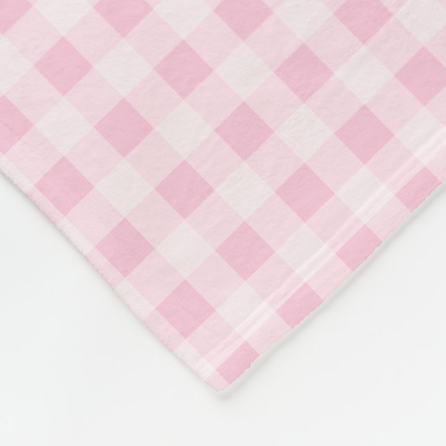 Blassrosa Gingham Fleecedecke (Ecke)