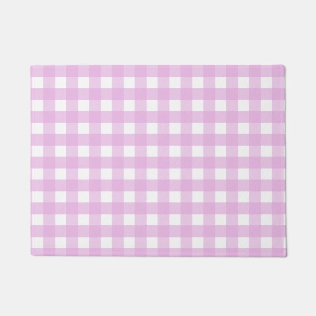 Blassrosa Gingham Fußmatte (Vorderseite)