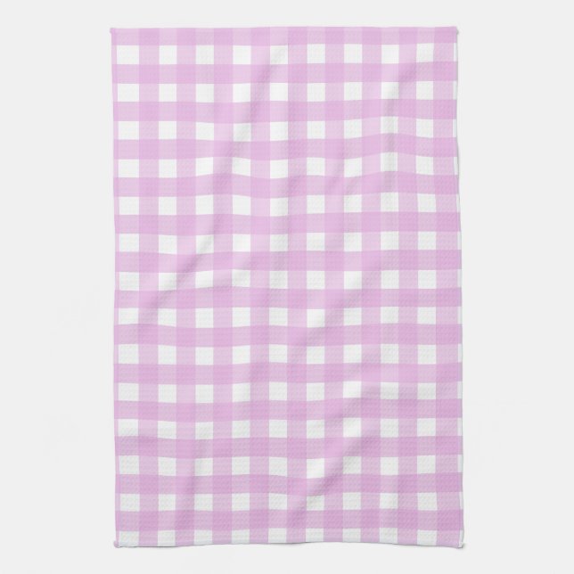 Blassrosa Gingham Geschirrtuch (Vertikal)