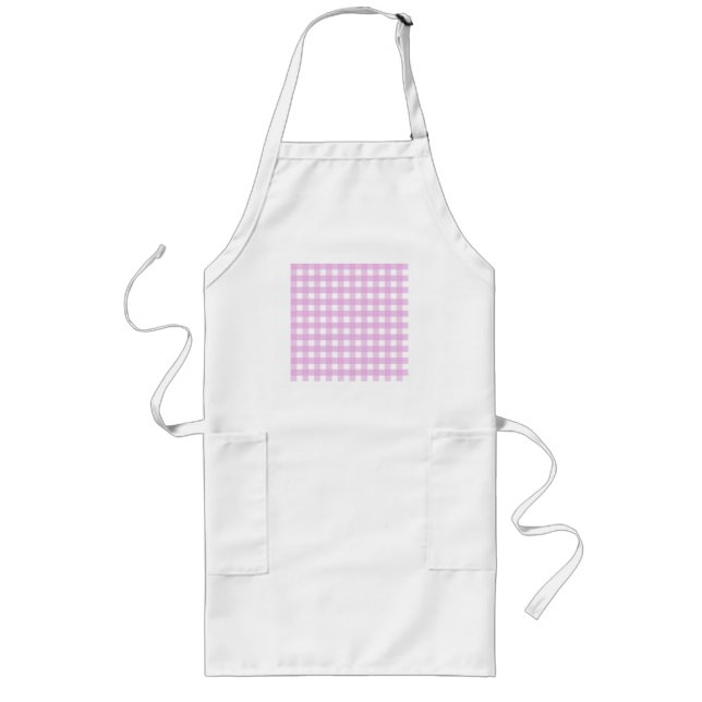 Blassrosa Gingham Lange Schürze (Vorne)