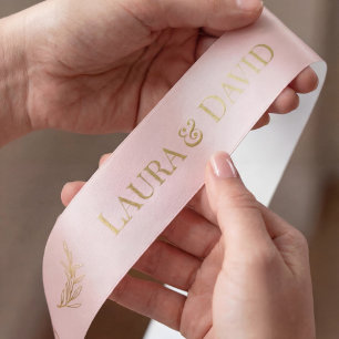 Blassrosa Gold Personalisierte Hochzeitsgeschenk R Satinband