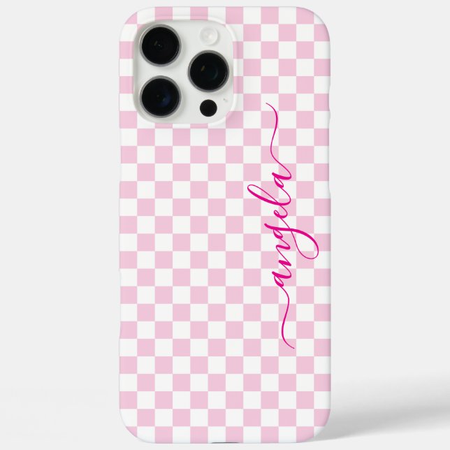 Blassrosa kariertes Signature Case-Mate iPhone Hülle (Rückseite)