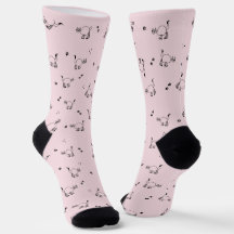 Blassrosa Katzen-Linienkunst-Muster Socken