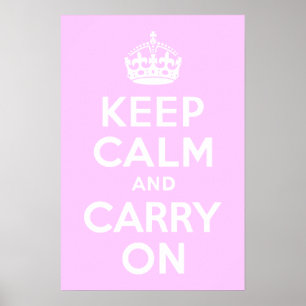 Blassrosa Keep Calm and Carry On Poster