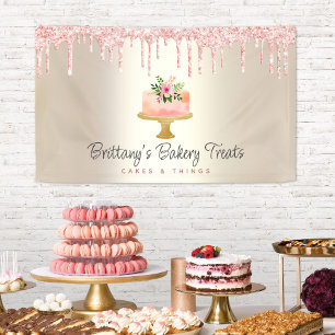 Blassrosa-Kuchen-Glittertropfen Bäckerei Gold Ombr Banner