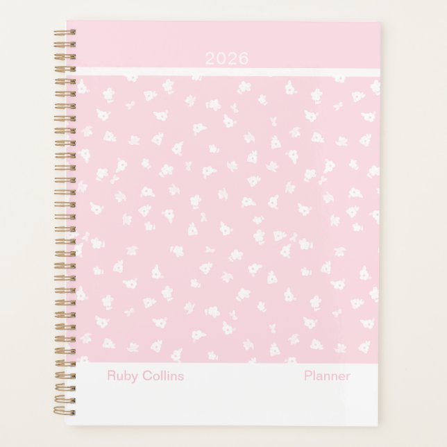 Blassrosa minimalistisches florales groß planer (Vorderseite)