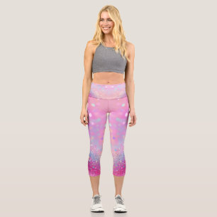 Blassrosa mit Glitzer-Effekt Capri Leggings