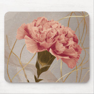 Blassrosa Nelken Blumen Gold Mousepad