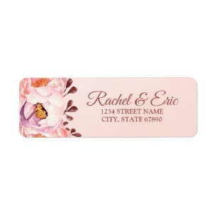 Blassrosa Rubinpink Blumen Hochzeit Absenderetiket