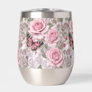 Blassrosa Schmetterlinge und Rose