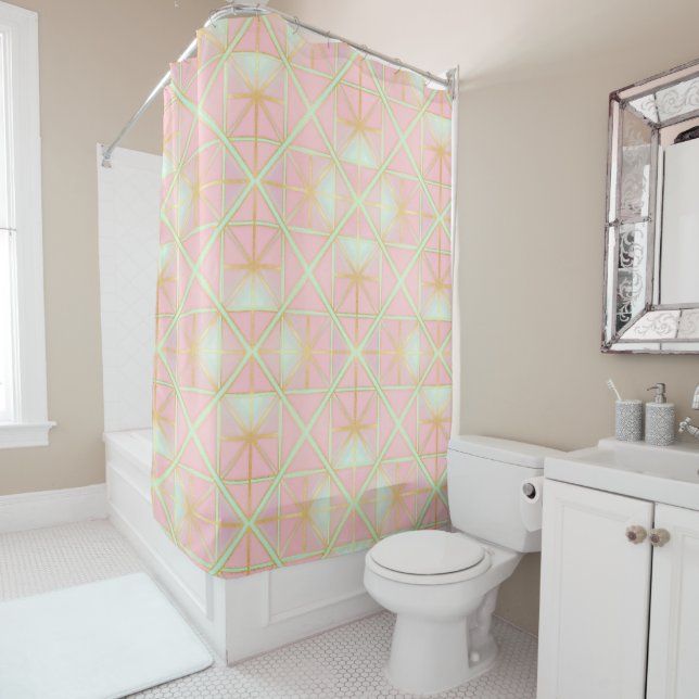 Blassrosa Soft Mint Gold Luxus-Trend-Kollektion Duschvorhang (Beispiel)
