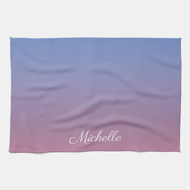 Blassrosa und blaue Gradientenombre Geschirrtuch (Horizontal)