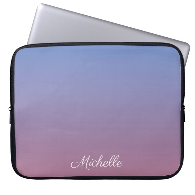 Blassrosa und blaue Gradientenombre Laptopschutzhülle (Vorderseite)