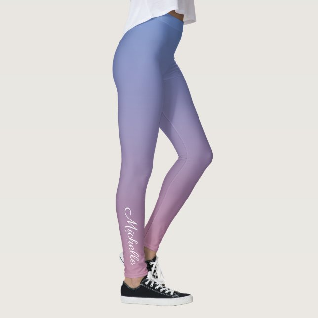 Blassrosa und blaue Gradientenombre Leggings (Rechts)