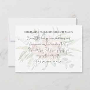 Blassrosa und graue moderne Schrift für Trauerfeie Dankeskarte
