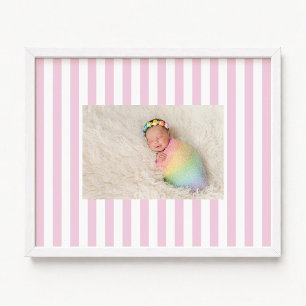 Blassrosa und weiße Candy-Streifen Baby Mädchen Fo Poster