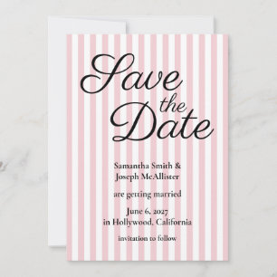 Blassrosa und weiße Streifen Save The Date