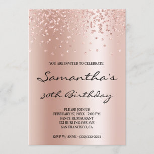 Blassroségold Ombre-Folie Konfetti Glitter Einladung