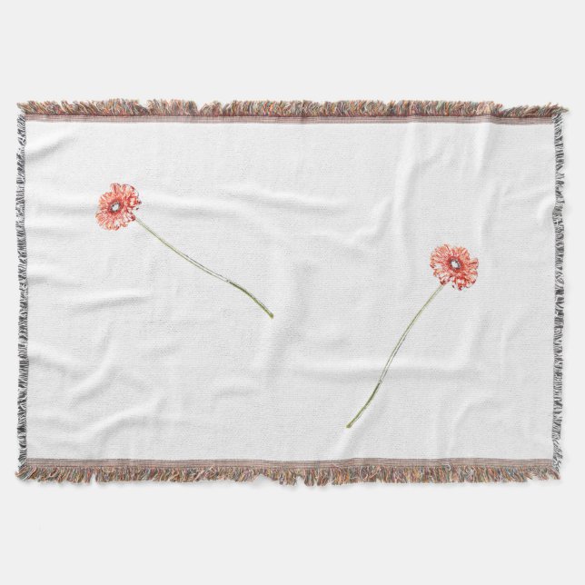 Blassrotes Gerbera Blume Throw Blanket Decke (Vorderseite)