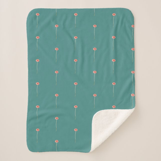 Blassrotes Gerbera Blume Throw Blanket Sherpadecke (Vorderseite)