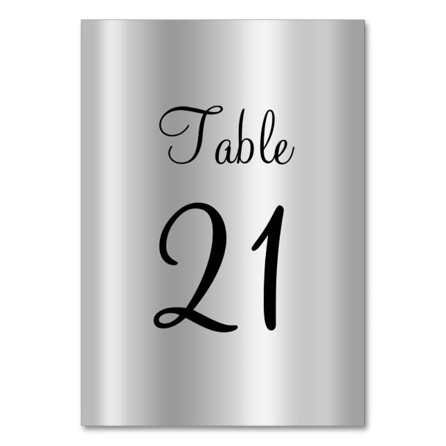 Blasssilber Satin Ombre Imitate Foil Tischnummer (Vorderseite)