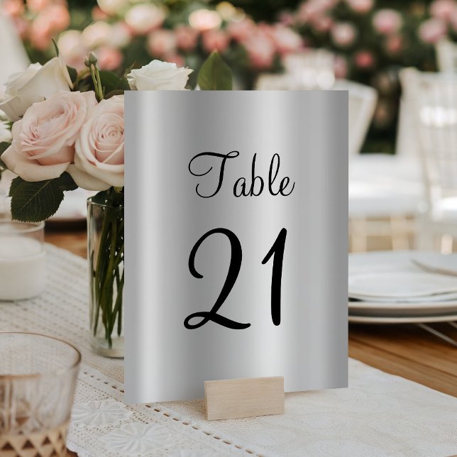 Blasssilber Satin Ombre Imitate Foil Tischnummer (Pale Silver Satin Ombre Faux Foil Table Number)