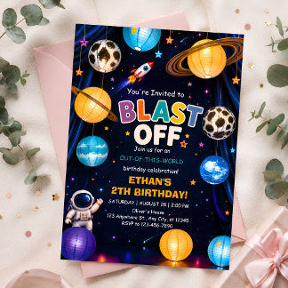 Blast Off 2. Geburtstagseinladung für Jungen Einladung