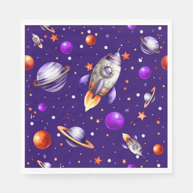 Blast-Off-Geburtstagsparty Serviette (Vorderseite)