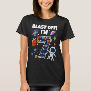 Blast Off Ich bin 7 Space Geburtstagsparty Celebra T-Shirt