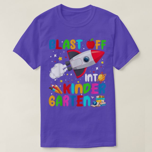 Blast Off Into Kindergarten Outer Space Back To Sc T-Shirt (Design vorne)