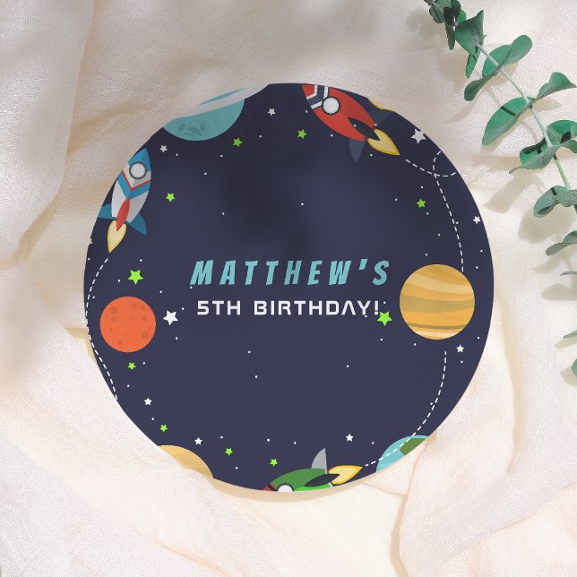 Blast Off! Outer Space Birthday Party Pappteller (Von Creator hochgeladen)