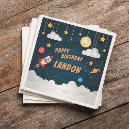 Blast Off Personalisiert Space Thema Geburtstagspa Serviette