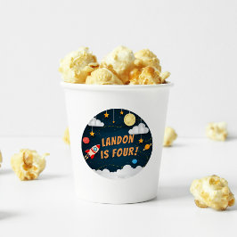 Blast Off | Personalized Kids Birthday Runder Aufkleber