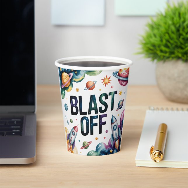 "Blast Off Space Boy Astronaut Birthday Party" Pappbecher (InSitu)