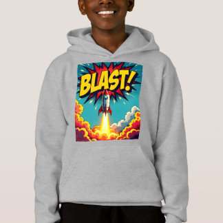 BLAST! Vintage Comic Style Rocket Explosion Hoodie