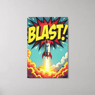 BLAST! Vintage Comic Style Rocket Explosion Leinwanddruck