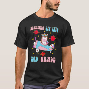 Blasting Off Into 2nd Grad Cute Unicorn Back To S T-Shirt