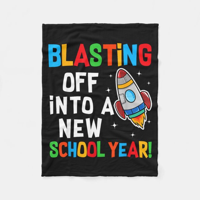 Blasting Off Into A New School Year First Day Teac Fleecedecke (Vorderseite)