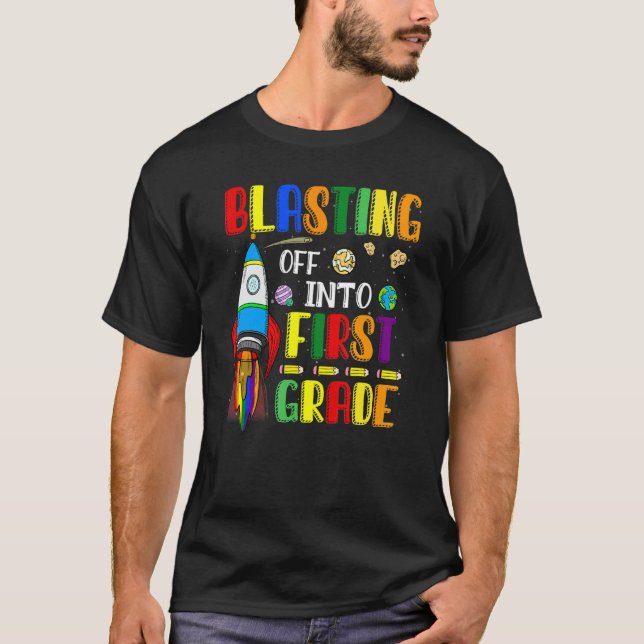 Blasting Off Into First Grade  Back To School Boys T-Shirt (Vorderseite)
